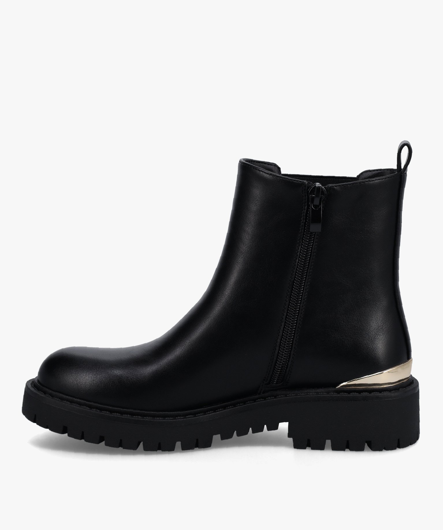 Boots femme style Chelsea crantées avec détail métallisé noir | GEMO