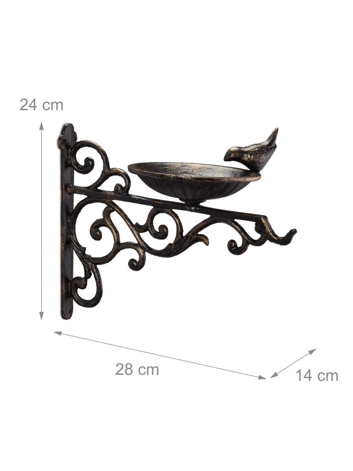 relaxdays Vogeltränke in Bronze - (B)28x (H)24 x (T)14 cm günstig kaufen onesize