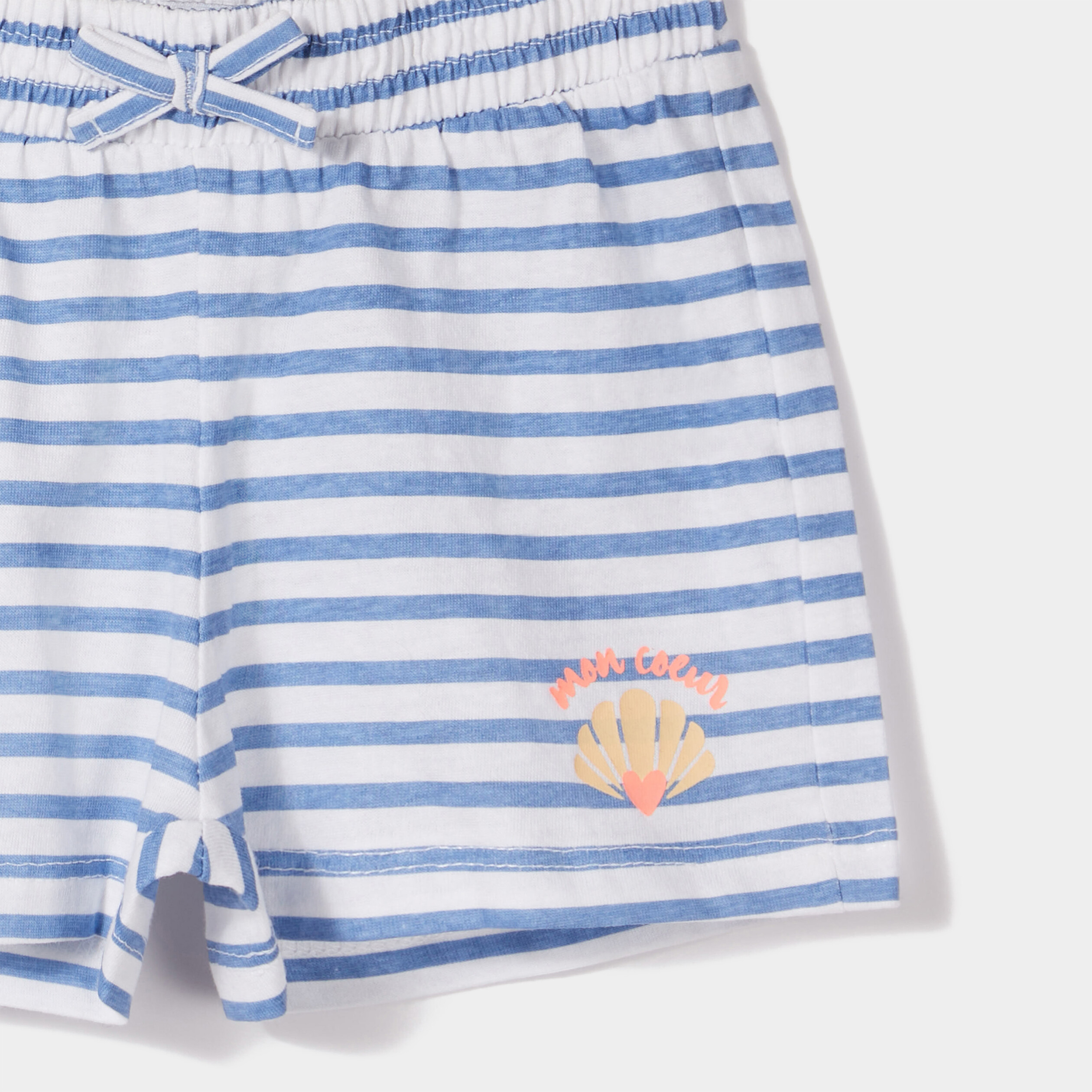 Lot 2 shorts élastiqués avec noeud blanc bébé fille | La Halle