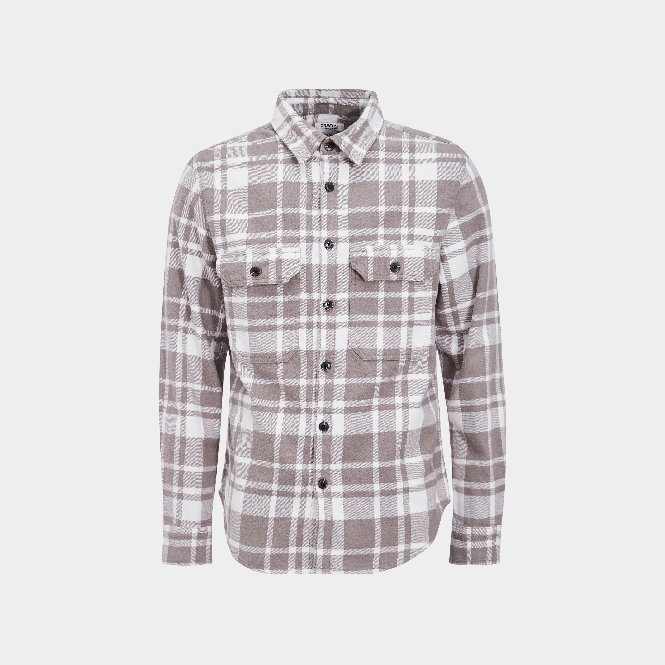 Surchemise coton manches longues Creeks gris homme | La Halle