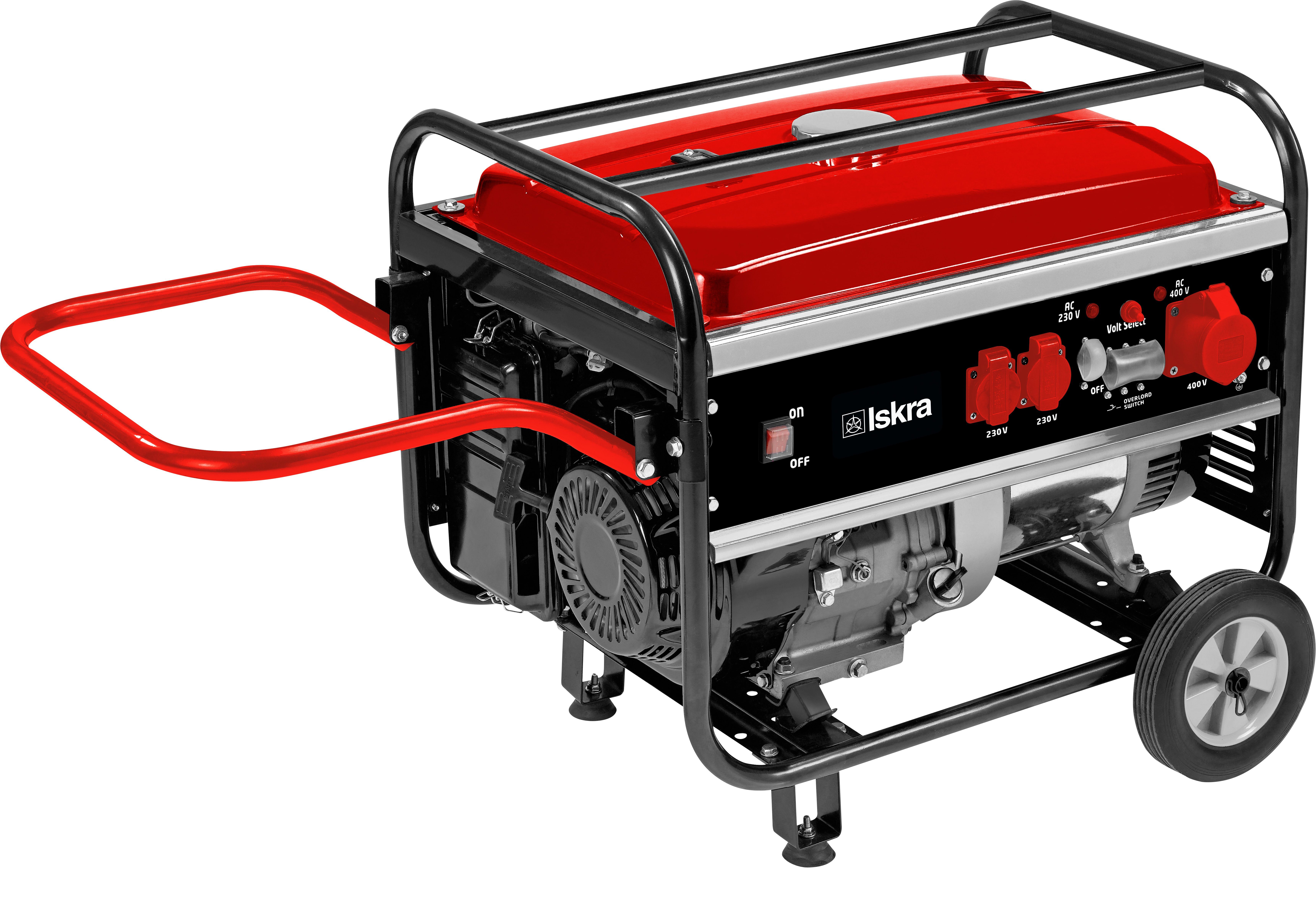 Iskra Stromgenerator BLD5500 4-Takt Benzin-Motor 4800Watt 12h Betriebszeit 220V-400V, 7,50 in kW, Maximale Motorleistung: 7.5 kW
