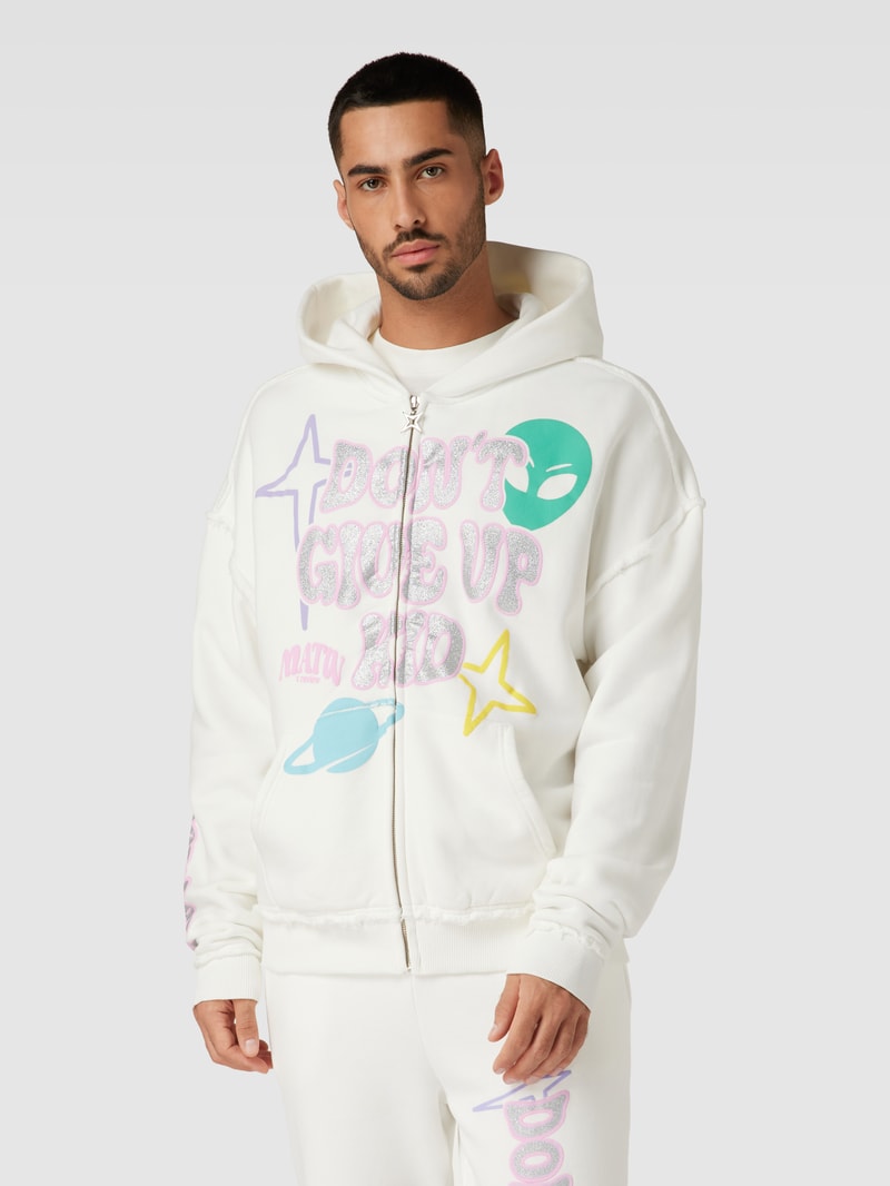 Sweatjacke mit Label-Print - MATW X REVIEW in offwhite
