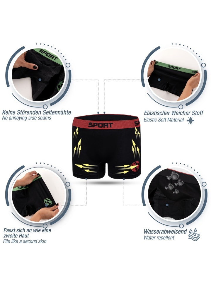 LOREZA 10er Set Jungen Boxershorts - Fussball - Bunt günstig kaufen 158/170