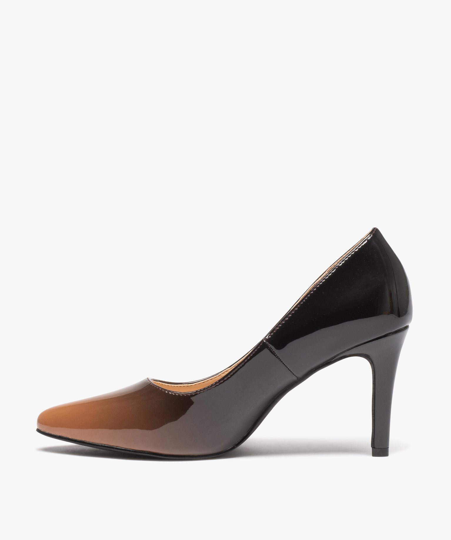 Escarpins vernis femme à talon aiguille marron | GEMO
