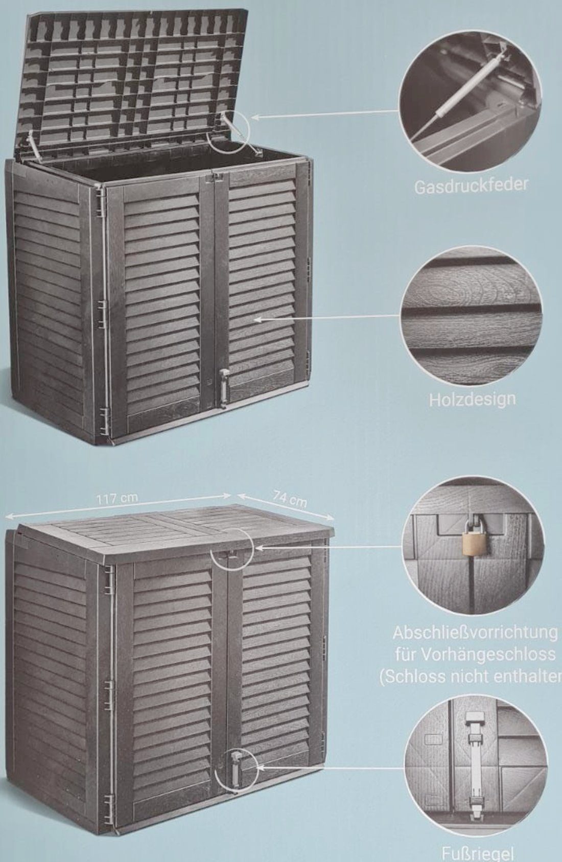 dynamic24 Mülltonnenbox, Universalbox Aufbewahrung Müllbox Garten Schrank Box