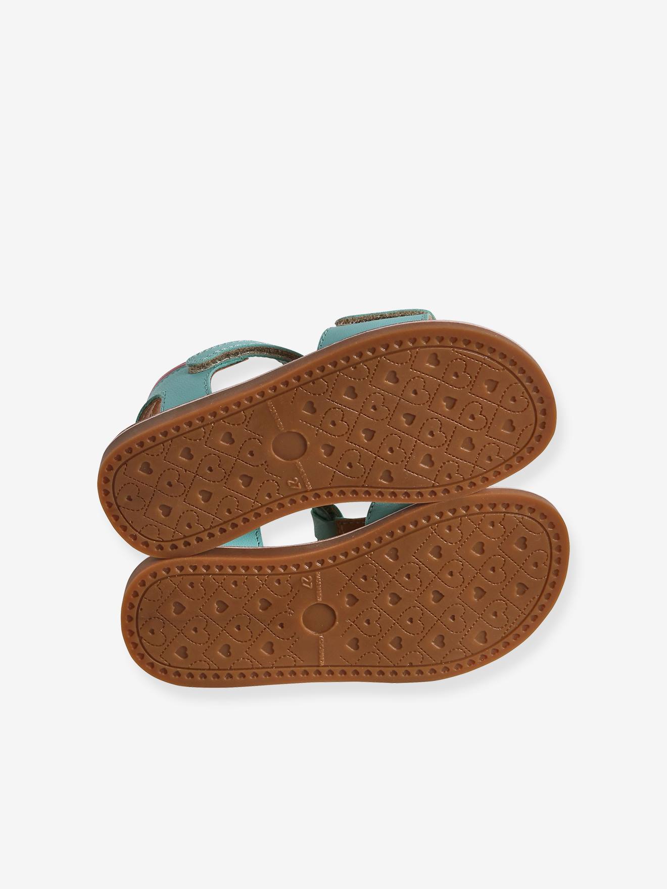 Vertbaudet Mädchen Klett-Sandalen mit Perlen - türkis
