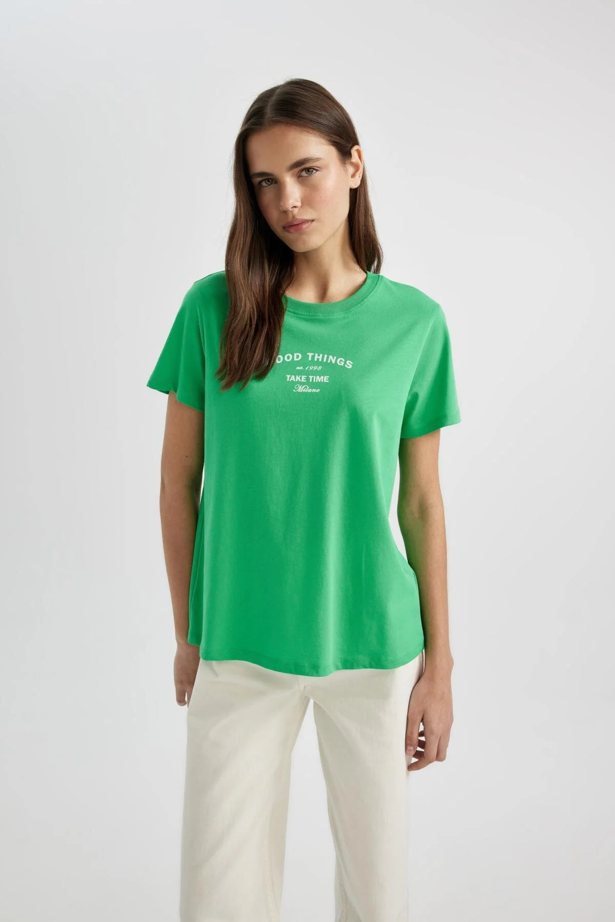 DeFacto  T-Shirt - Grün - Regular Fit