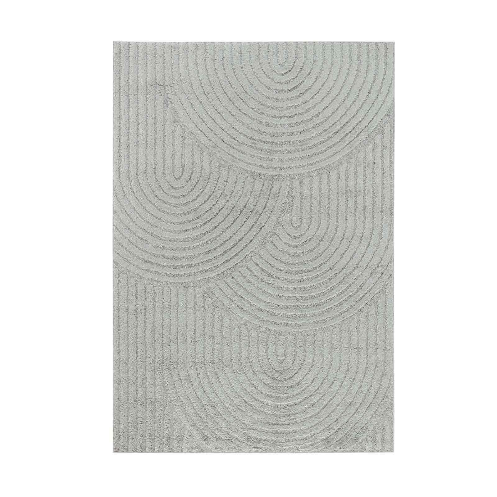 Designteppich Designerteppich Tokio hoch-tief Struktur Wellen uni, TaraCarpet, rechteckig, Höhe: 20 mm, moderner scandi BOHO grau Wohnzimmer Schlafzimmer Flur 080x150 cm