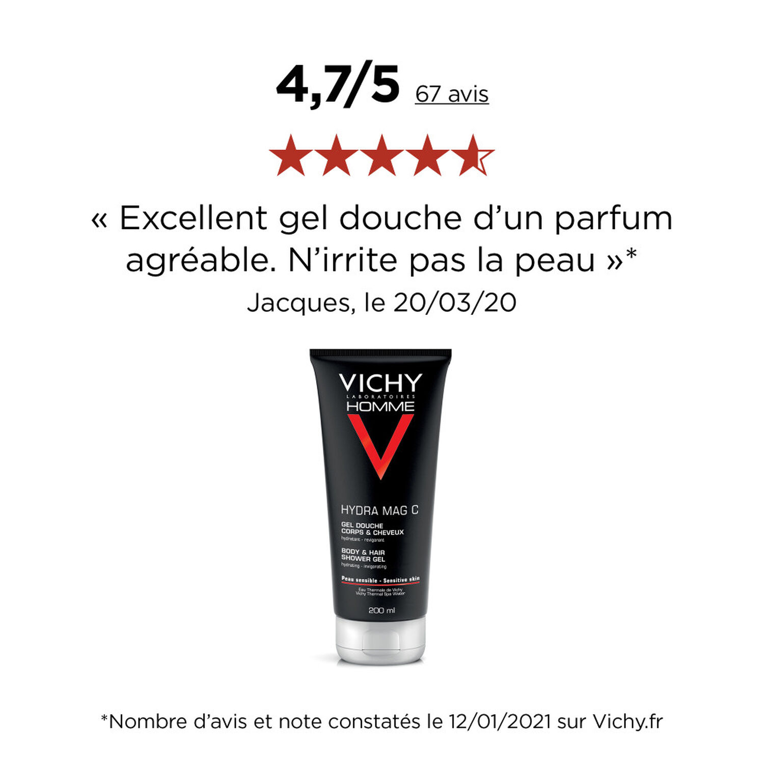 Vichy Vichy Homme Hydra Mac C+ Gel Douche Corps & Cheveux 200 ml