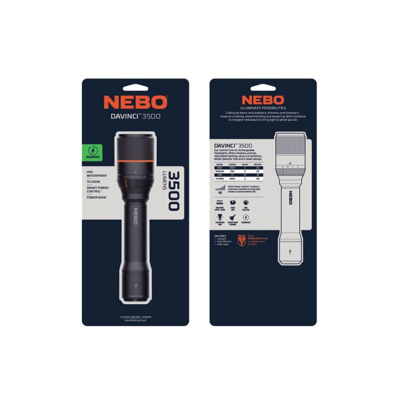 NEBO Davinci Wiederaufladbare 3500 Lumen LED FLT-0021