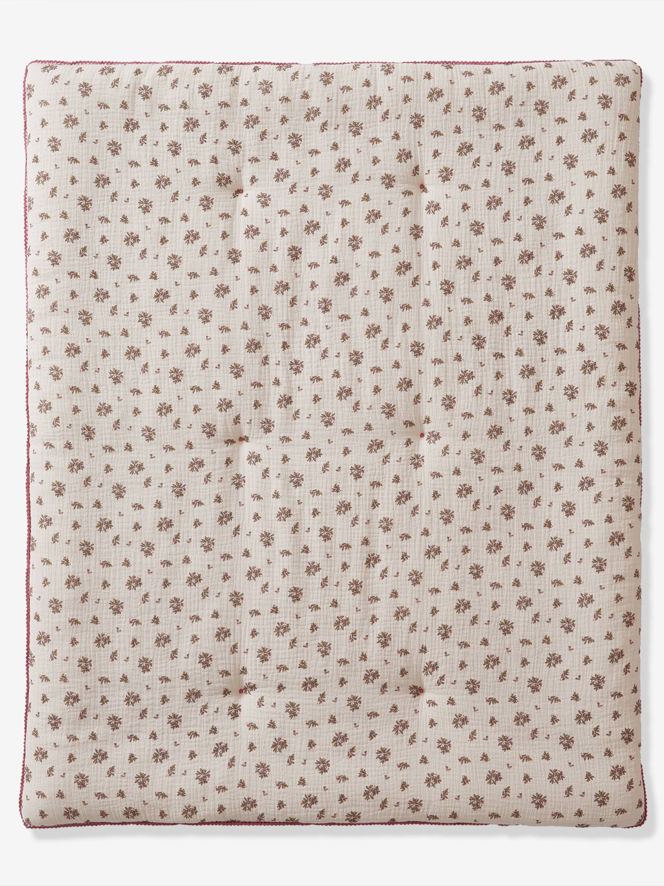 Couverture gaze de coton/velours GRENIER écru / multicolore