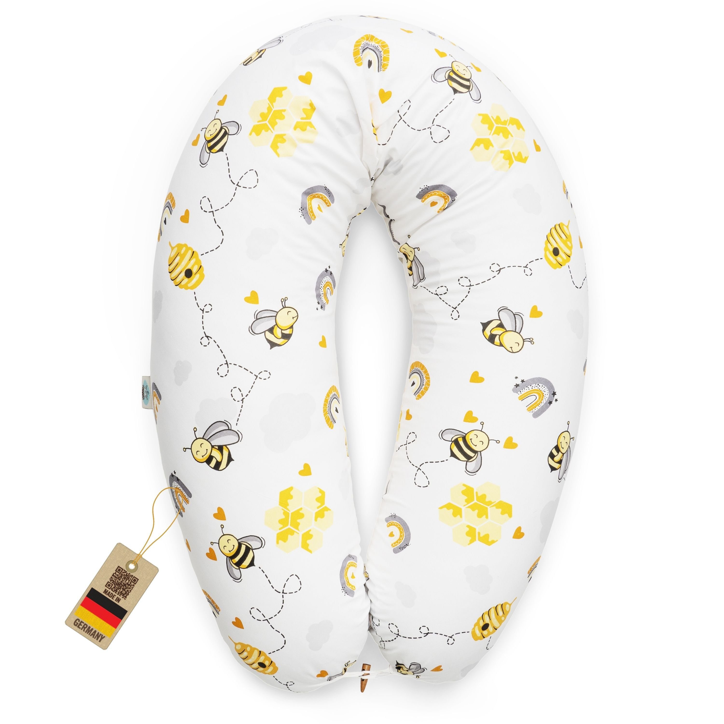 SEI Design Stillkissen Seitenschläferkissen Babynestchen mit EPS Mikroperlen, Schwangerschaftskissen mit Bezug, Bezug 100% Baumwolle