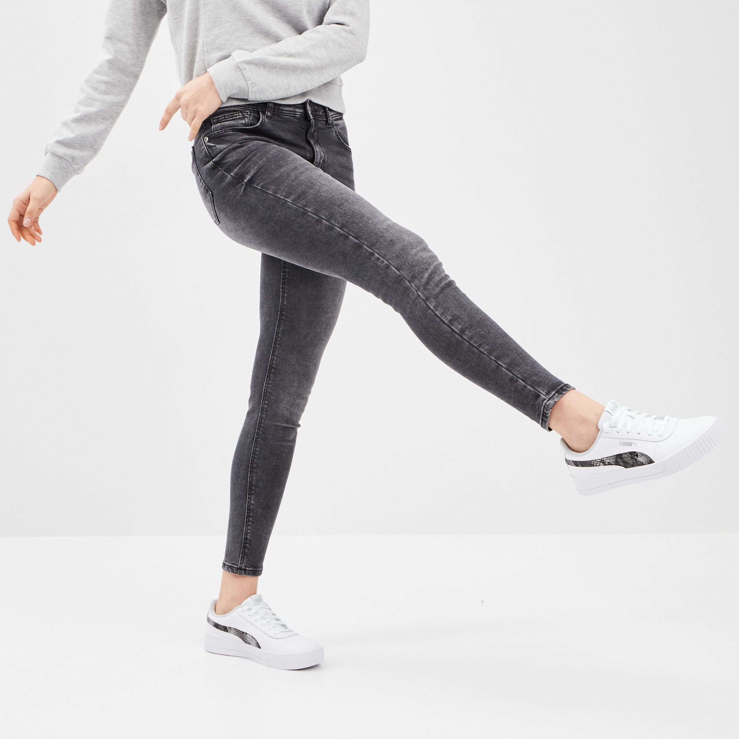 Jeans skinny push-up denim noir femme | La Halle