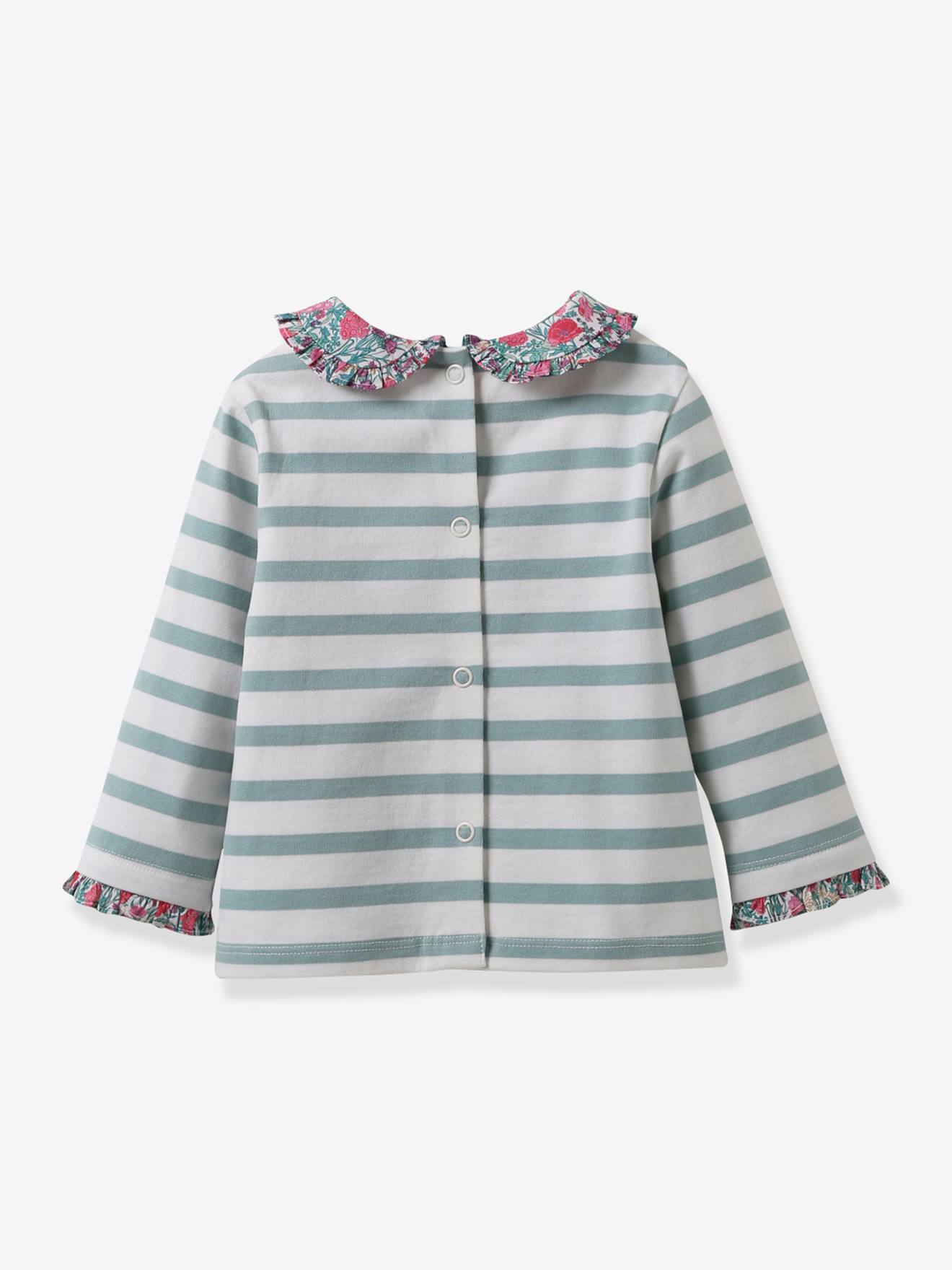 Cyrillus Baby Ringelshirt mit Liberty-Details CYRILLUS, Bio-Baumwolle - rosa