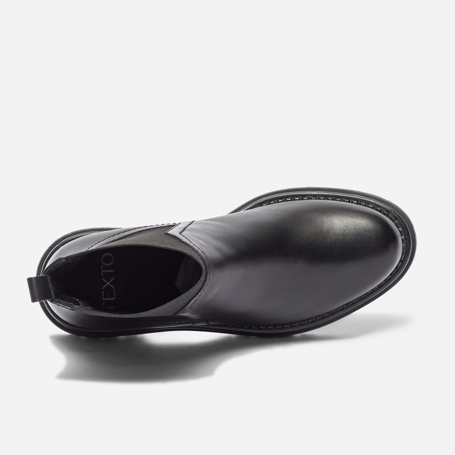 Chelsea boots TEXTO noir en cuir à semelle crantée