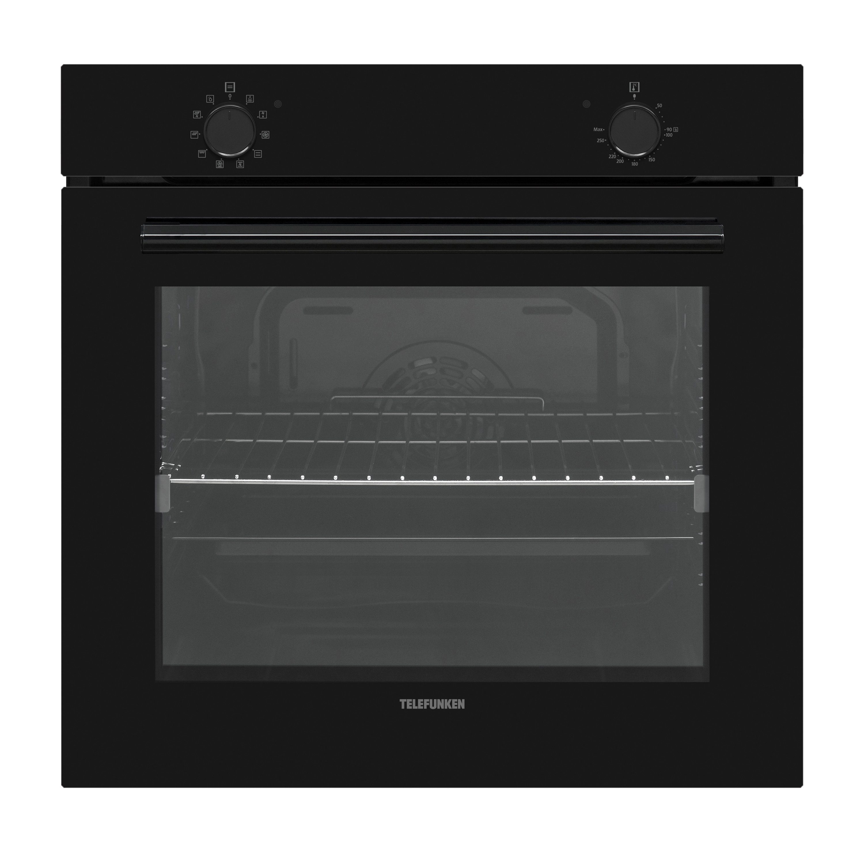 Telefunken Einbaubackofen ECB75A-B, mit Teleskopauszug, VapClean, 75 Liter, 10 Funktionen, Autark, Dampfreinigung, 60 cm, Edelstahl