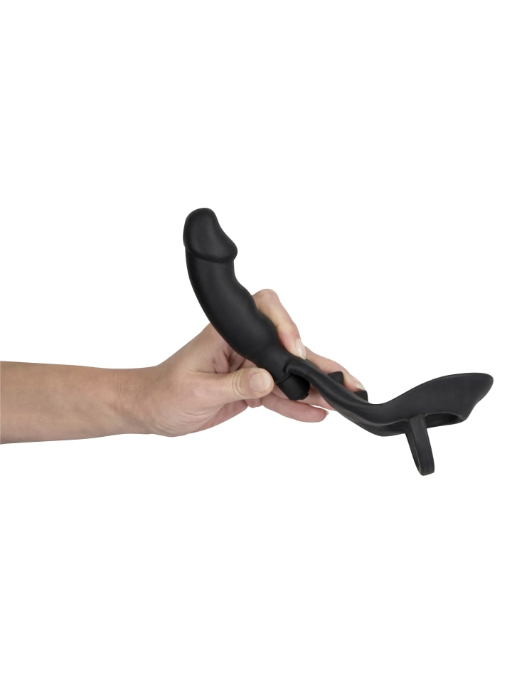 Black Velvets Penisring mit Plug mit Vibration Ring & Vibro Plug in schwarz günstig kaufen 11,3 cm
