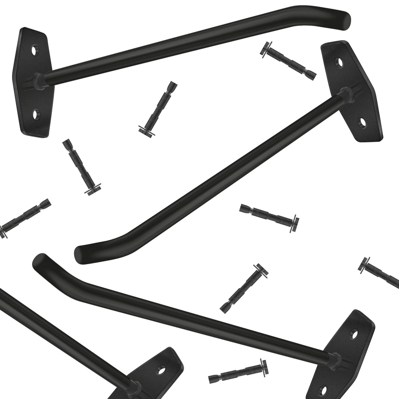 Wellgro Wandhaken 4x Reifenhalter zur Wandmontage - inkl. Metallschrauben und Dübel - Haltebügel mit Gummiummantelung - Felgenhalter - Wandhalter - ca. 27 x 9 x 5 cm - Farbe wählbar
