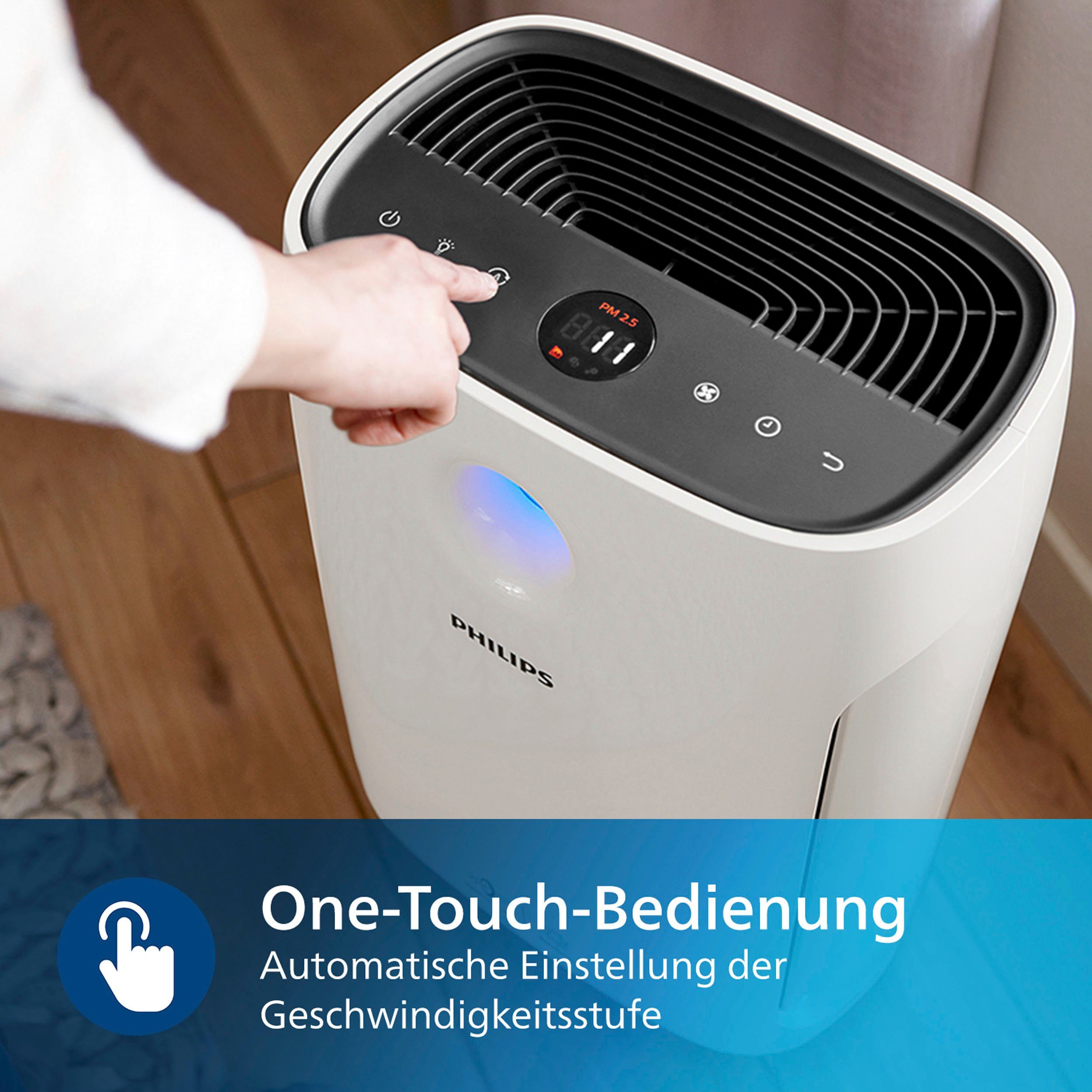 Philips Luftreiniger AC2887/10 2000 Serie, für 79 m² Räume, mit 5 Geschwindigkeitsstufen, für Allergiker geeignet