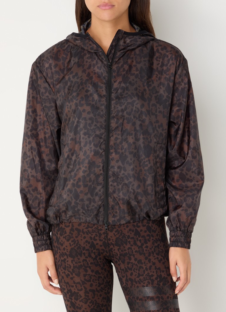 STRONGER Ripstop windbreaker with leopard print and hood