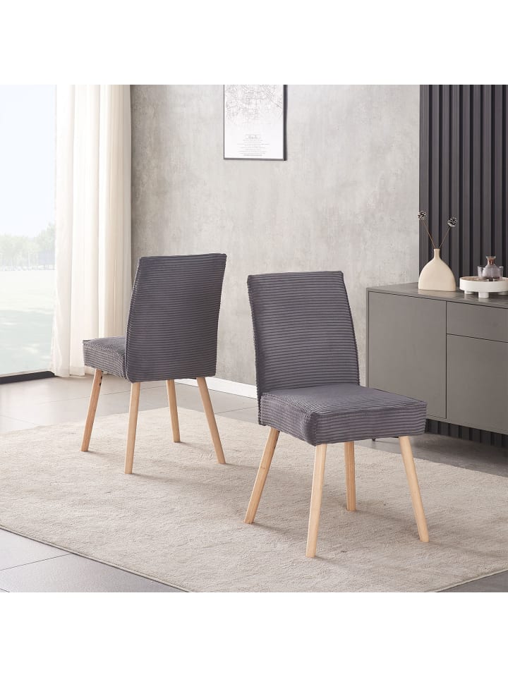 B&D Home 2er-Set: Esszimmerstuhl CEDRIC in Anthrazit - (B)48 x (H)91 x (T)61 cm günstig kaufen onesize