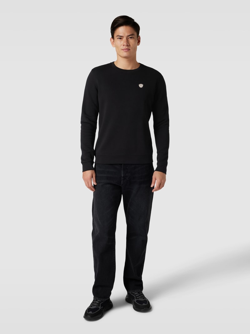 Sweatshirt mit Label-Detail Modell 'Nico' in schwarz
