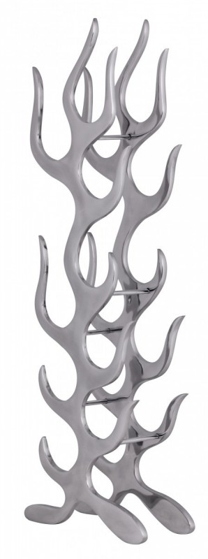 Wohnling Weinregal Design Flammen 93 cm für 9 Flaschen Aluminium Silber