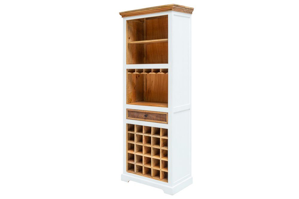 riess-ambiente Weinregal LONG ISLAND 196cm weiß / natur, 1-tlg., Massivholz · Flaschenregal · Landhaus · Küche · Mangoholz