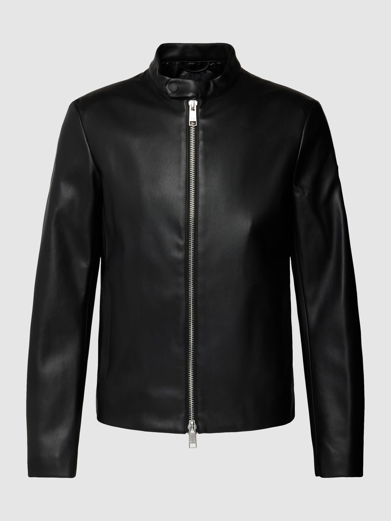Jacke in Leder-Optik in schwarz