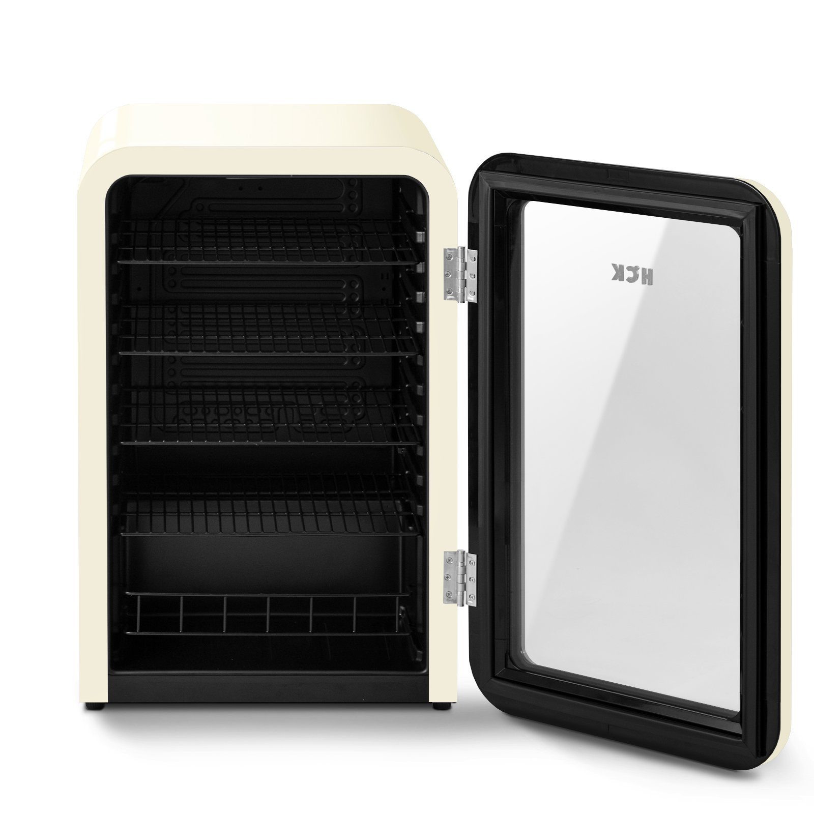 HCK Getränkekühlschrank SC-130RB-S, 83.5 cm hoch, 55.5 cm breit, HCK, mit Glastür & LED-Innnenbeleuchtung, 115L, 4°-22°C, 39 dB