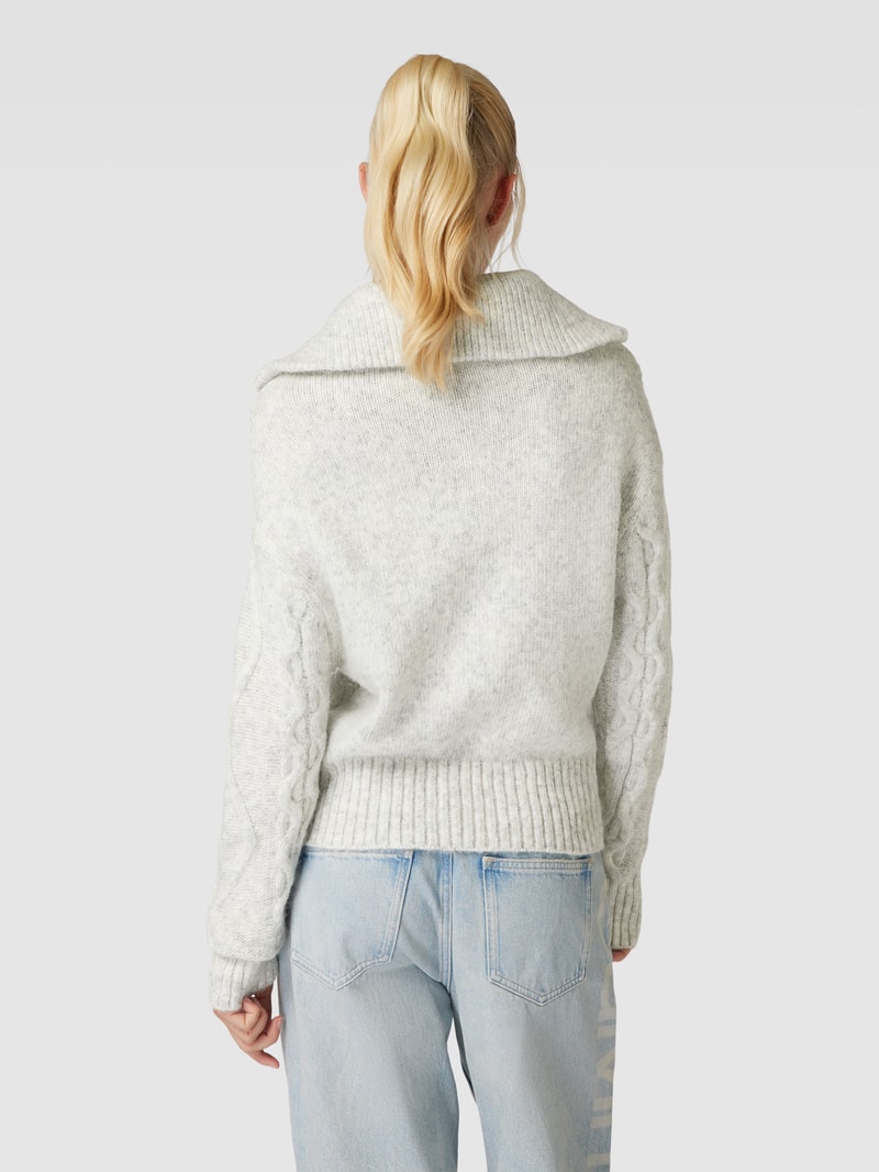Strickpullover mit Troyer-Kragen in hellgrau