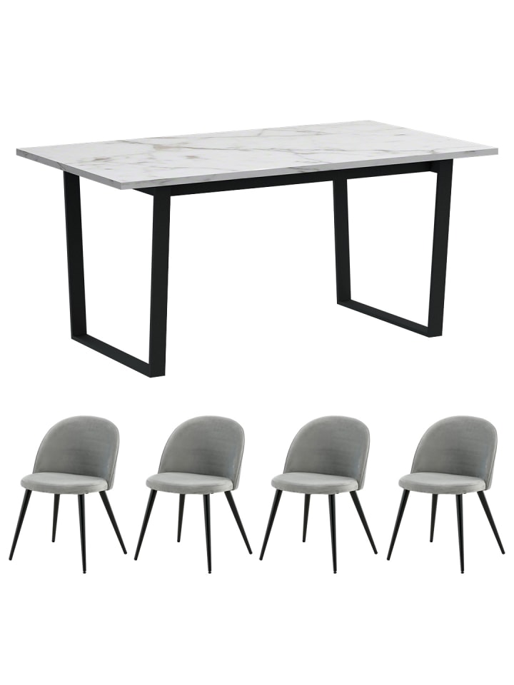 ebuy24 Essgruppe Tilst (5-teilig) Grau 160 x 90 cm günstig kaufen onesize