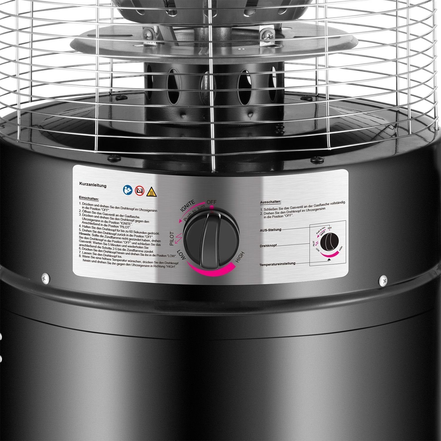 Juskys Heizstrahler Cuna, 11000 W, integrierter Kippschutz, Inkl. Druckminderer, robuste Schutzhülle