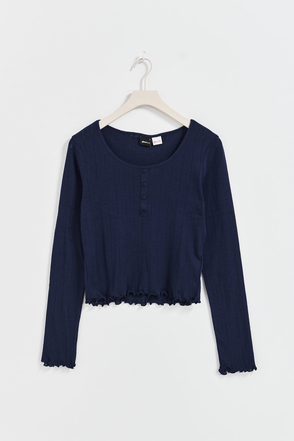 Pointelle long sleeve top