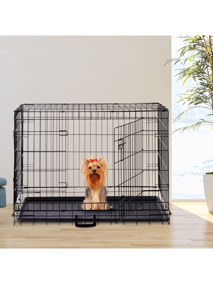 relaxdays Hundekäfig in Schwarz - (B)61,5 x (H)55 x (T)47 cm günstig kaufen onesize