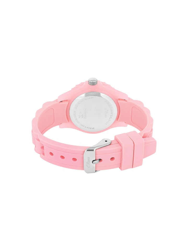 s.Oliver Quarzuhr Silikon, Kunststoff in pink günstig kaufen 21 cm