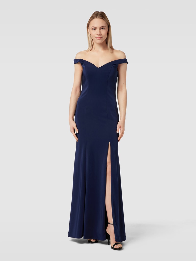 Abendkleid mit Herz-Ausschnitt in dunkelblau