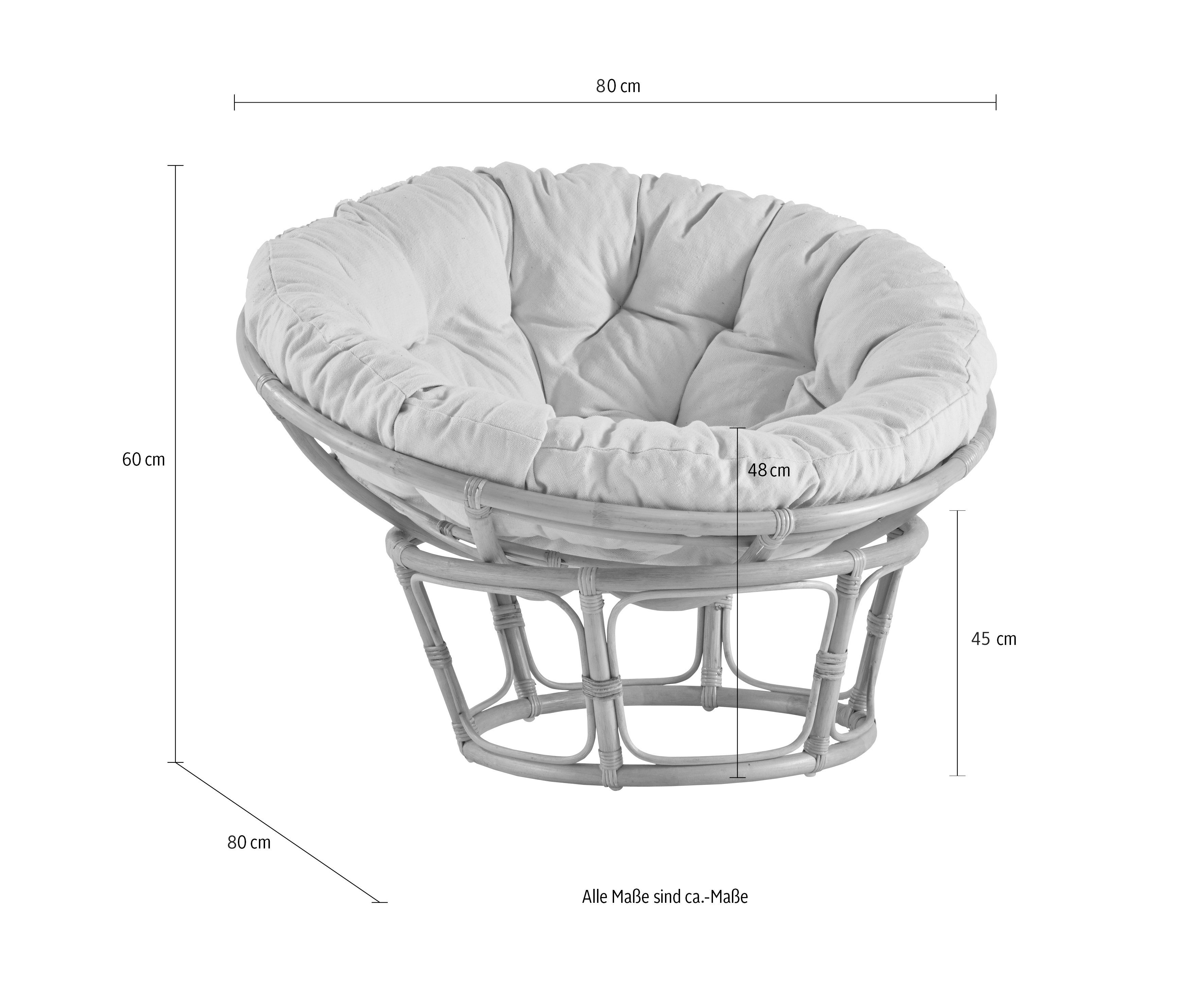 Home affaire Rattanstuhl Papasansessel, aus geflochtenem Rattan, in verschiedenen Größen (80-110 cm)