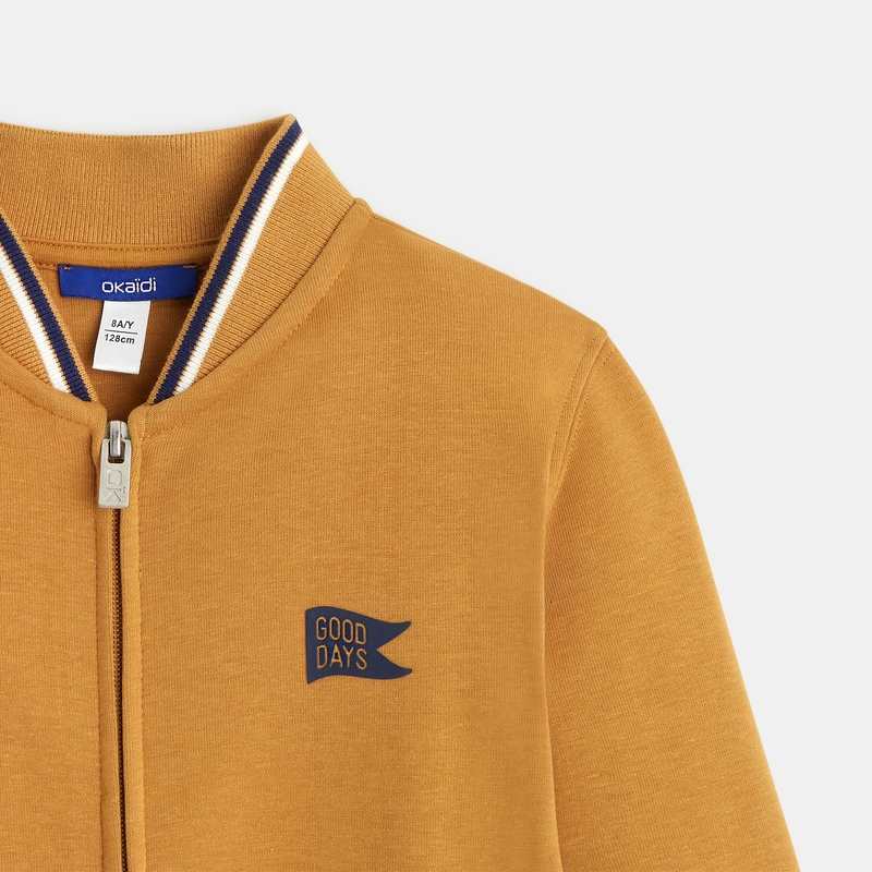 Sweat-shirt zippé façon teddy marron garçon