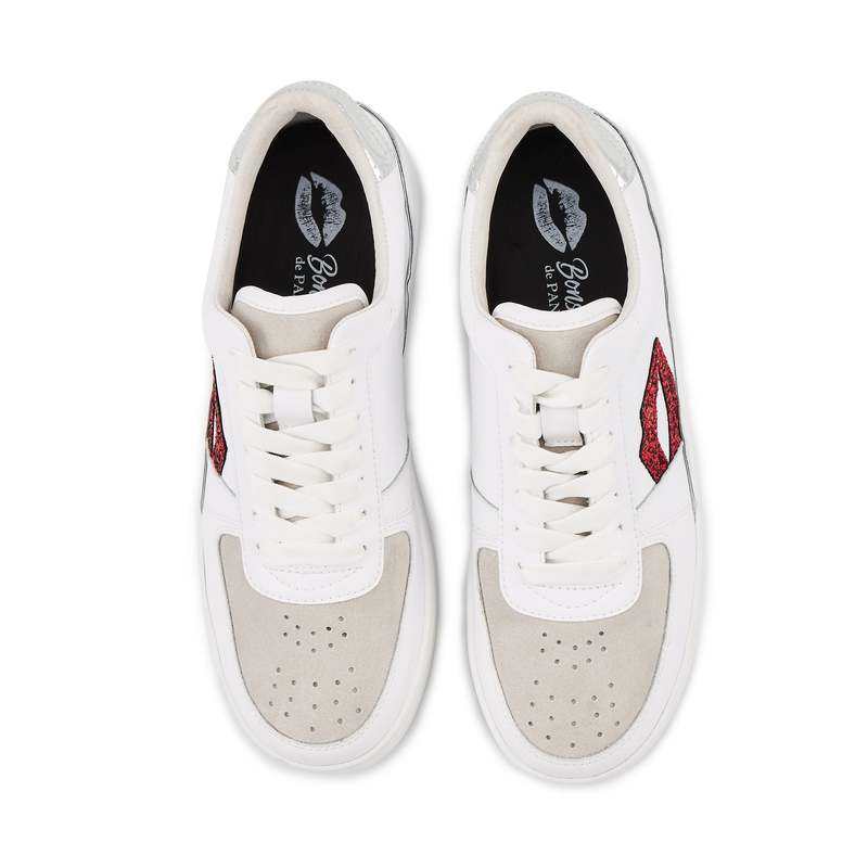 Baskets en cuir Loulou blanc rouge