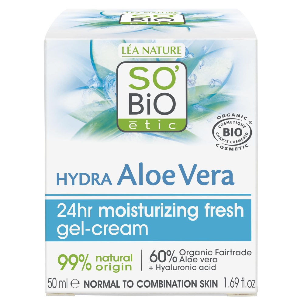LÉA NATURE SO BiO étic Gel-Crème hydratation¹ fraîcheur 24h, peaux normales à mixtes, Hydra Aloe Vera Gel-crème