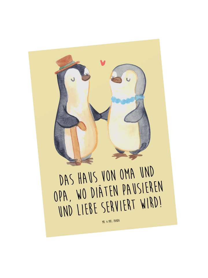 Mr. & Mrs. Panda Postkarte Großelternliebe mit Spruch in Gelb Pastell günstig kaufen onesize