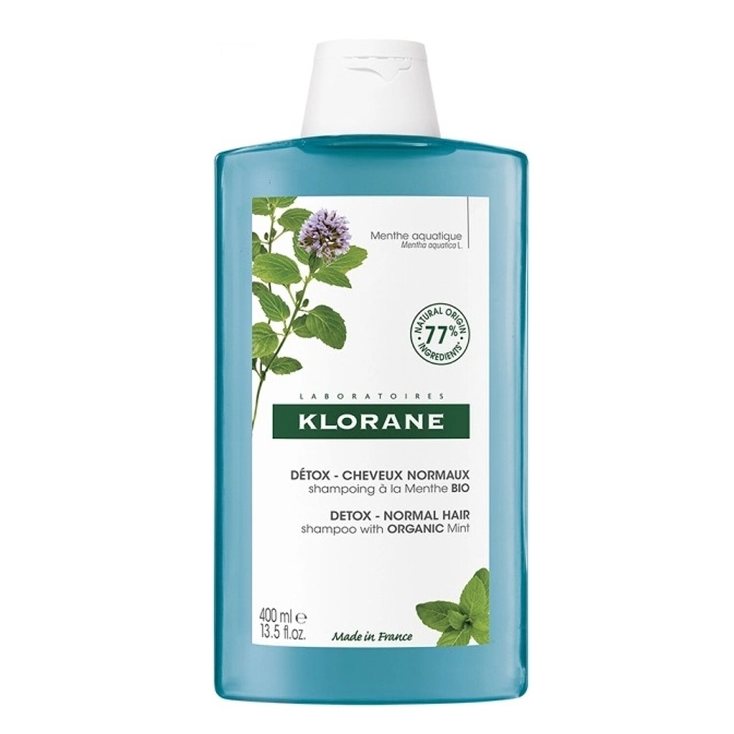 Klorane Shampoing Détox à la Menthe Bio - Cheveux Normaux 400 ml
