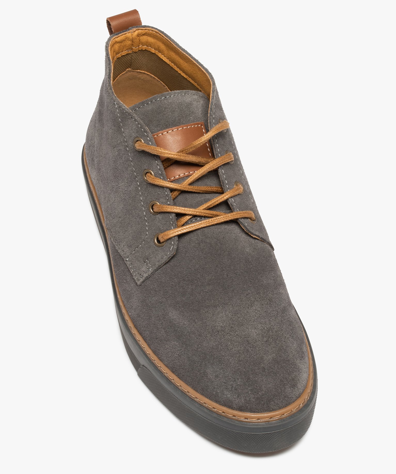 Derbies homme montants dessus cuir uni – Tanéo gris | GEMO