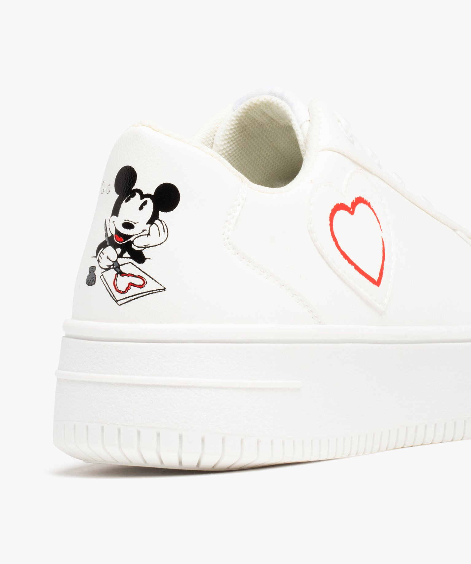Baskets femme unies à lacets motif cur Mickey - DS blanc | GEMO