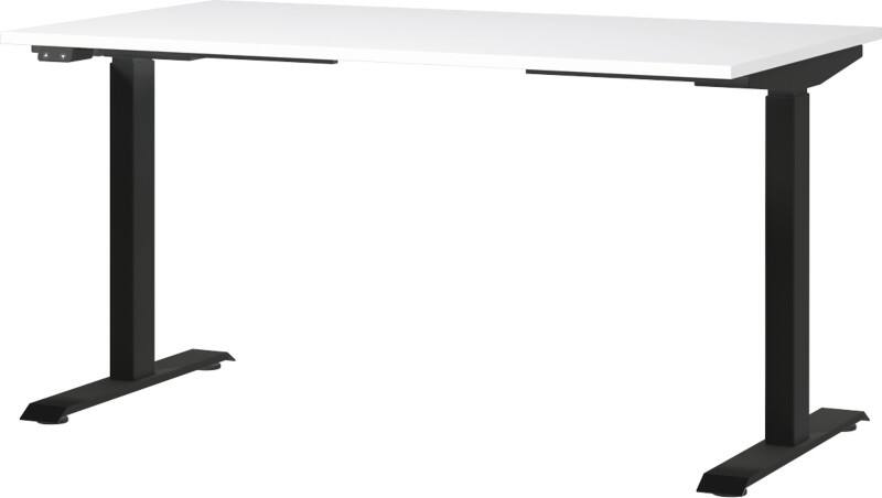 GERMANIA Sitz-Stehschreibtisch Metall, Spanplatte Schwarz T-Fuß 1.400 x 800 x 1.200 mm