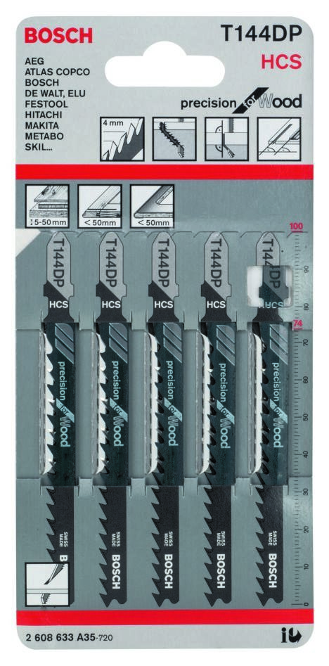 Bosch plavi pribor 2608633A35 T144DP Listovi ubodne pile T - prihvat 5 komada za drvo