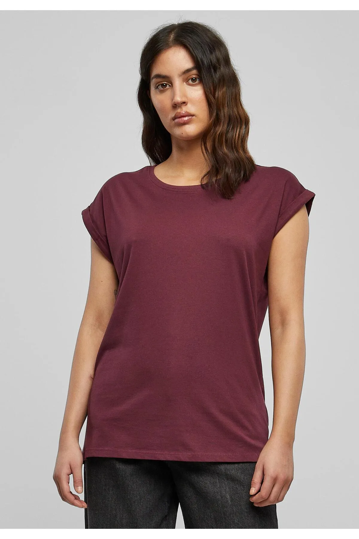 Urban Classics  Damen T-Shirt mit verlängerter Schulterpartie für Damen