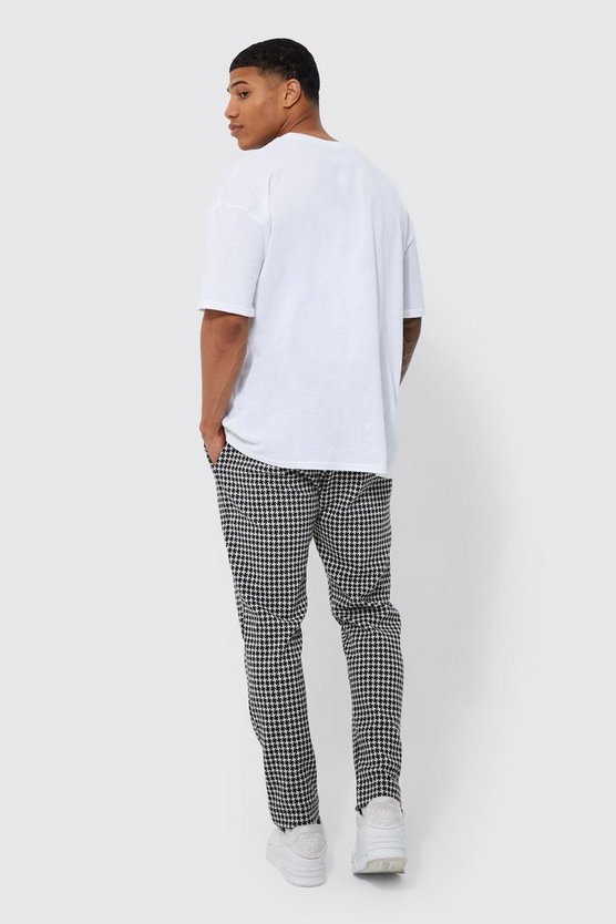 Smarte Skinny Jogginghose mit Hahnentritt-Print