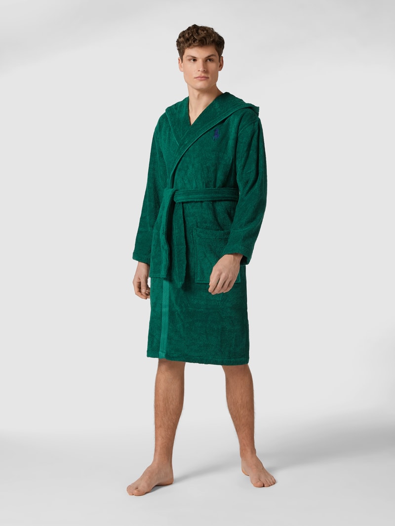 Unisex Bademantel mit Kapuze in smaragdgrün